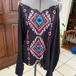 Blue and Pink Asymmetrical Blouse